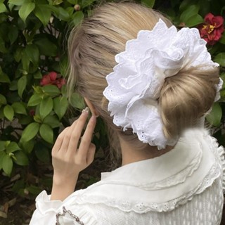 Đen Trắng Cotton Ren Cổ Tích Tóc Dây Đuôi Ngựa Scrunchies Dây Buộc Tóc Phụ Kiện Tóc