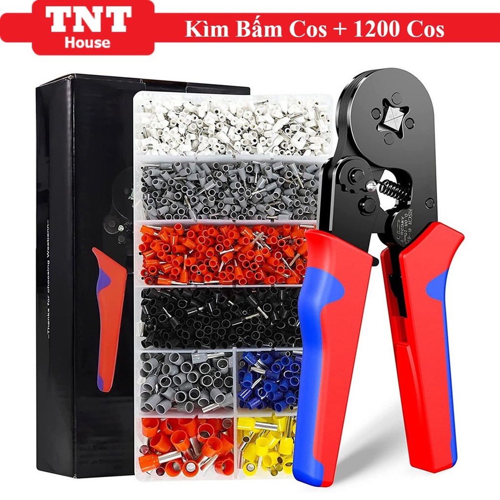 Bộ Kìm Bấm Cos Vuông HSC8 6-4A Kèm 1200 Đầu Cos Đa Năng - Kìm Bấm Cos Tủ Điện Chuyên Dụng Shop TNT S