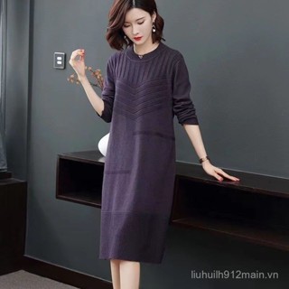  Váy len dệt kim cỡ lớn bảo hành chất lượng tóc đứng tại chỗ áo mặc trong dài vừa kiểu Tây phối bên trong mẫu mới mùa thu đông năm 2022 cho nữ qua đầu gối 