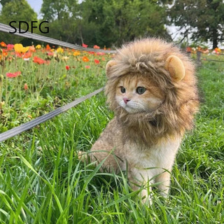 Mũ giả Lion Mane, Mũ sư tử thú cưng mềm màu tím / nâu, Mũ sư tử Halloween cho chó Sợi Acrylic thoáng khí Mũ giả mèo Tiệc Cosplay