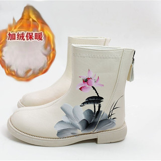 Giày đi tuyết vẽ tay phong cách tiên nữ mới mùa đông Giày nữ phong cách Trung Quốc giày chống trượt mùa đông cho Nữ Giày bông giữ ấm