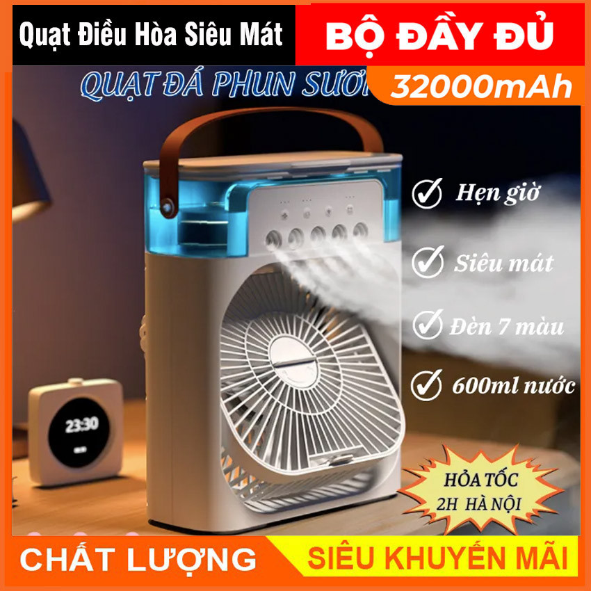 Quạt Phun Sương Mini IWOBI Làm Mát, 3 Chế Độ, 600Ml Có Chế Độ Hẹn Giờ, Quạt Điều Hoà Thông Minh Tích