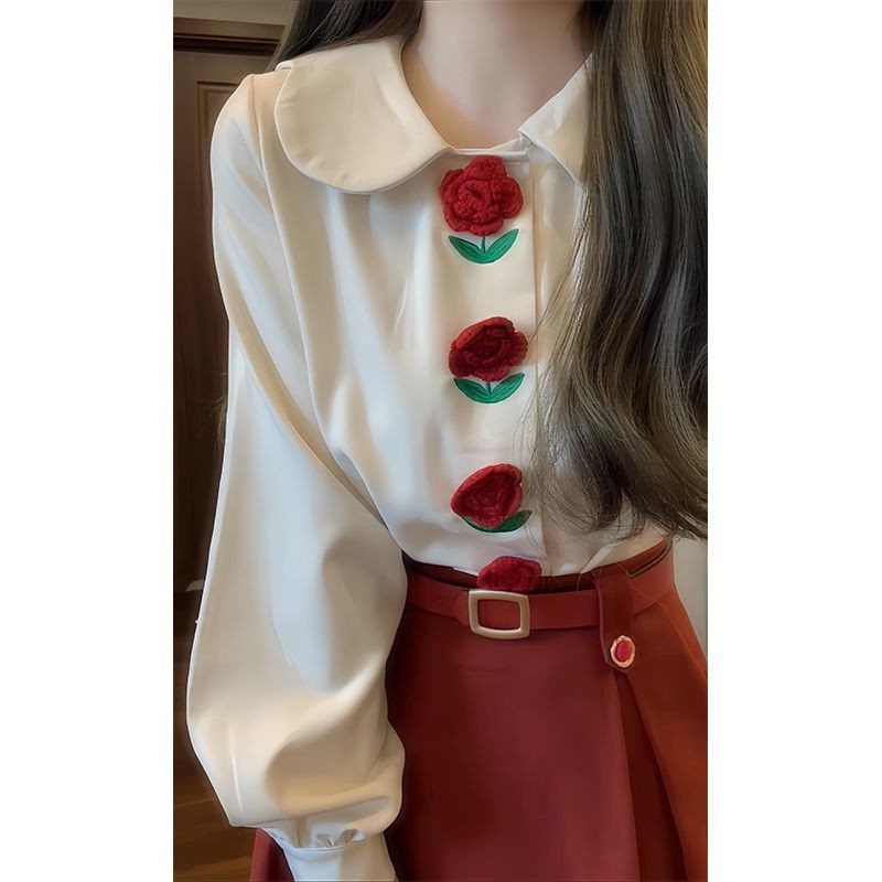 【Bess's house】áo sơ mi kiểu+chân váy chữ a，set đồ nữ đi chơi，set đồ nữ sang chảnh，Trang phục mùa thu