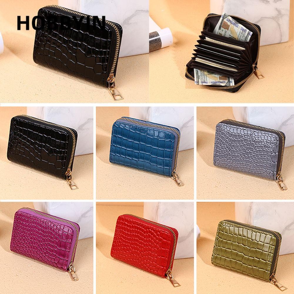 HOBBYIN Solid Color Credit Card Bags Card Holder Card Coin Wallet Change Bag Organ Style Men Women Z