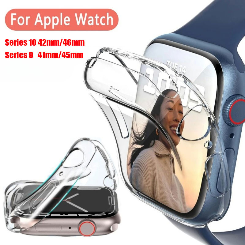 Ốp Bảo Vệ Màn Hình TPU Cho Apple Watch Series 10 9 42mm 46mm 41 / 45mm Full Ốp Lưng Iwatch S10 46mm 