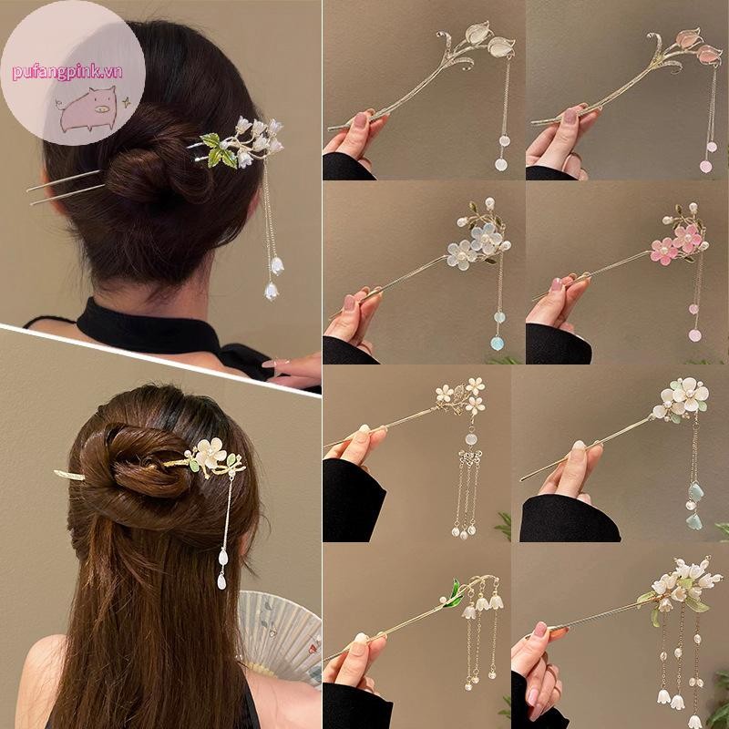 Pufangpink Vintage Hoa Trung Quốc Viền Tóc Dính Thời Trang Nữ Kim Loại Kẹp Tóc Tóc Dính Tóc Tóc Tran