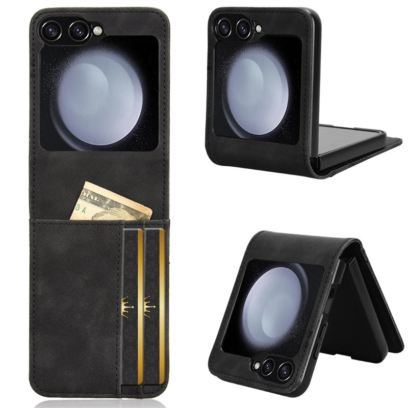 Dành Cho Samsung Galaxy Z Flip 7 FE Flip 7 6 5 4 3 Ốp Lưng Ví Da Lật Nhiều Thẻ Khe Cắm Dành Cho Sams