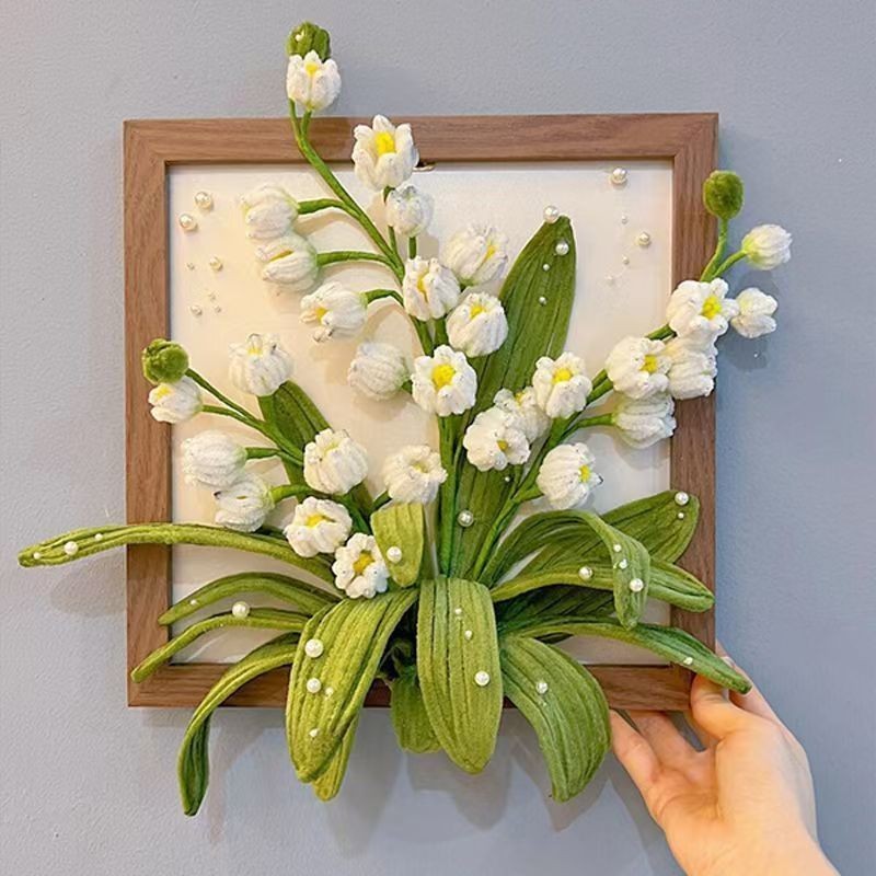 Lily of the Valley Khung Ảnh Bó Hoa Tự Làm Quà Tặng Handmade Lily of the Valley Dệt Tay Thanh Xoắn C