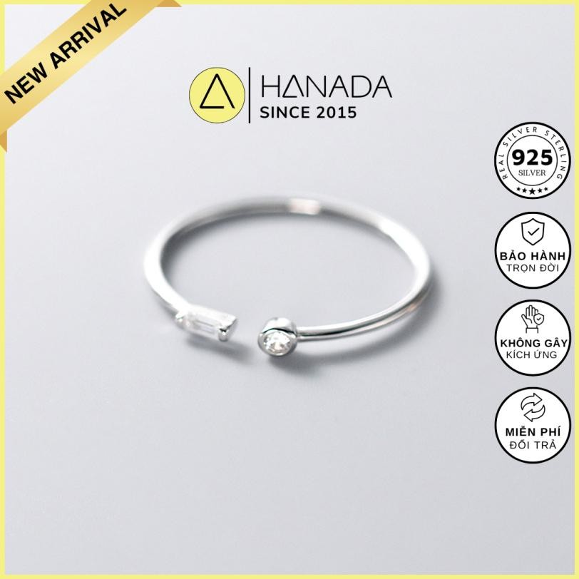 [BẠC 925-BH TRỌN ĐỜI]Nhẫn Bạc 925 Hanada Đá Đối Xứng FREESIZE 2651 P7