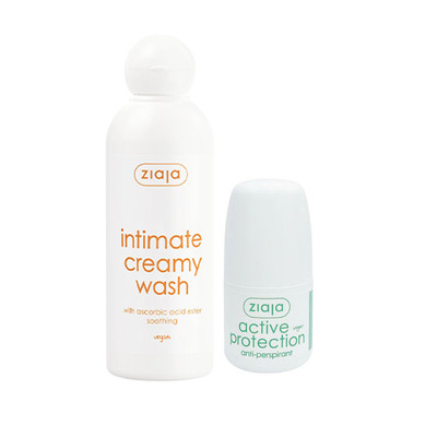 Combo Dung dịch vệ sinh Intimate with Ascorbic Acid 200ml & Lăn khử mùi Active Ziaja 60ml
