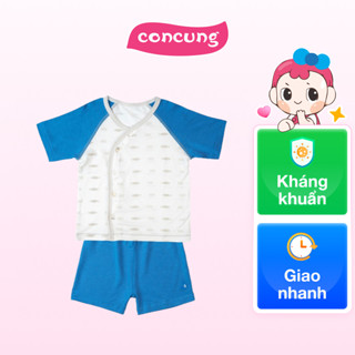 Bộ ss tính năng ngắn, vải modal Bst Thiên nga Animo BMC822075 (0-3M,Xanh)