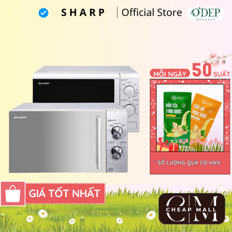 Lò vi sóng có nướng Sharp 20 lít 800W nướng 1000W, Chính hãng rã đông làm chín nhanh R-G222VN-S - CH