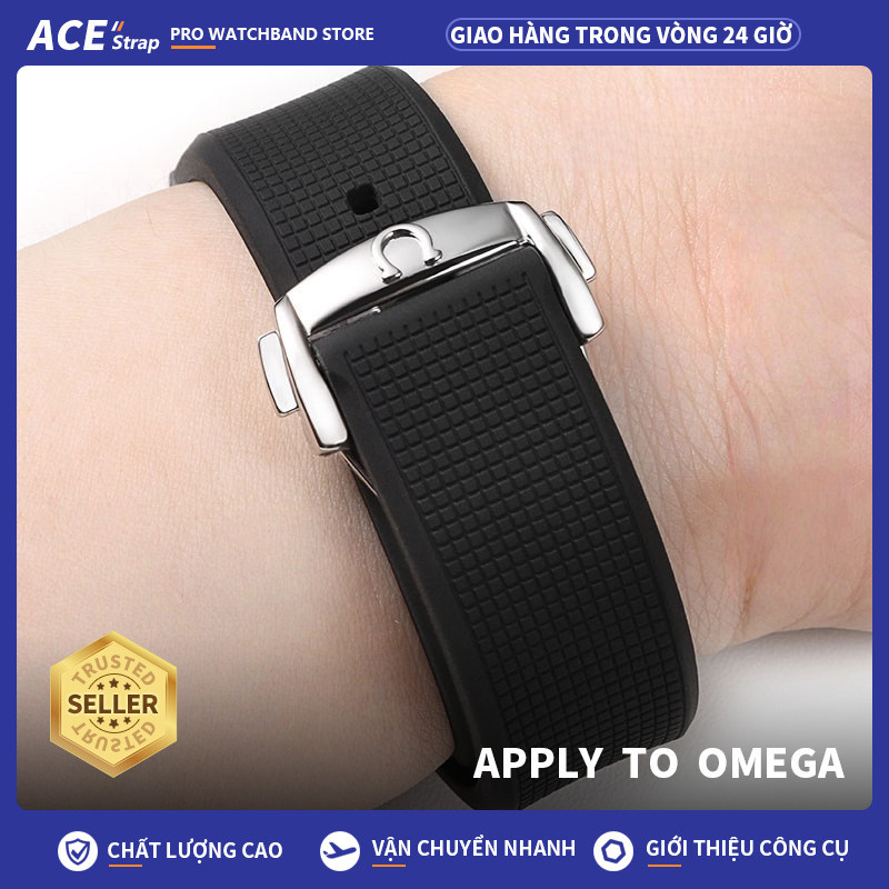 Áp dụng cho Dây đeo đồng hồ cao su hợp tác OMEGA De Ville 18mm 19mm 20mm 21mm 22mm Tương thích với d