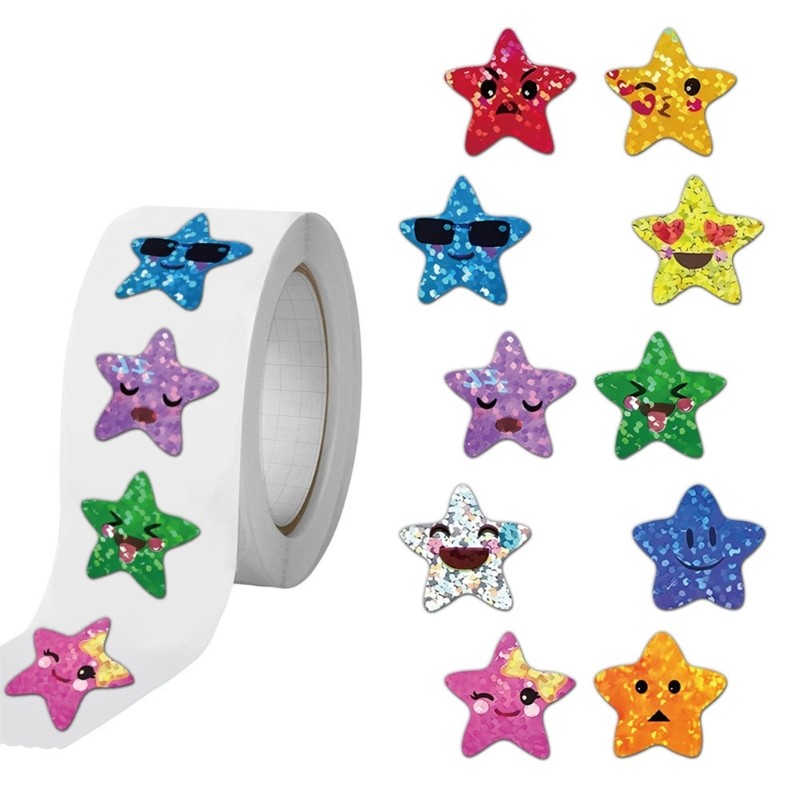 Love * 500 Chiếc Happy Face Sticker Star Sticker Scrapbook Sticker Scrapbooking Tiếp Liệu