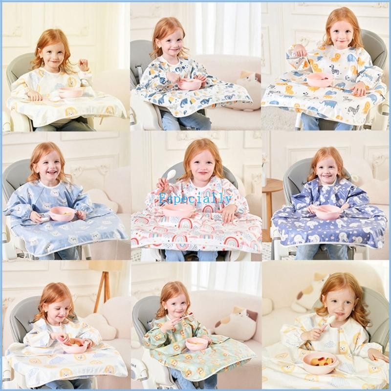 ESP Trẻ Sơ Sinh Highchair Bib Cover Chống Nước Tạp Dề Ăn Cho Bé Smock Giữ Quần Áo Sạch Sẽ Cho Trẻ Em 6 Tháng Đến 5 Tuổi