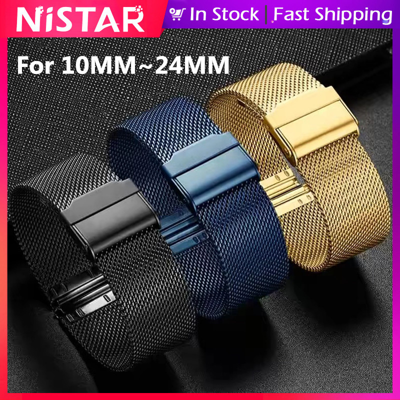 Dây đeo đồng hồ thông minh kim loại NiSTAR Milanese cho 10mm 12mm 14mm 16mm 18mm 19mm 20mm 22mm 24mm