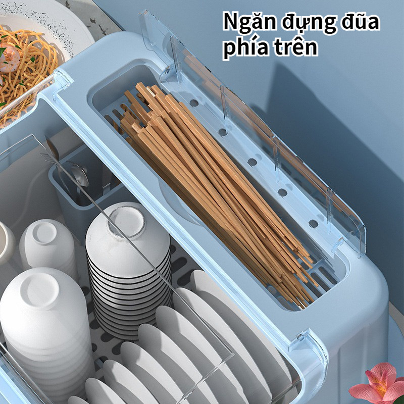 Hộp Đựng Chén Dĩa Ráo Nước Dung Tích Lớn Có Nắp Đậy Chống Bụi Cho Nhà Bếp