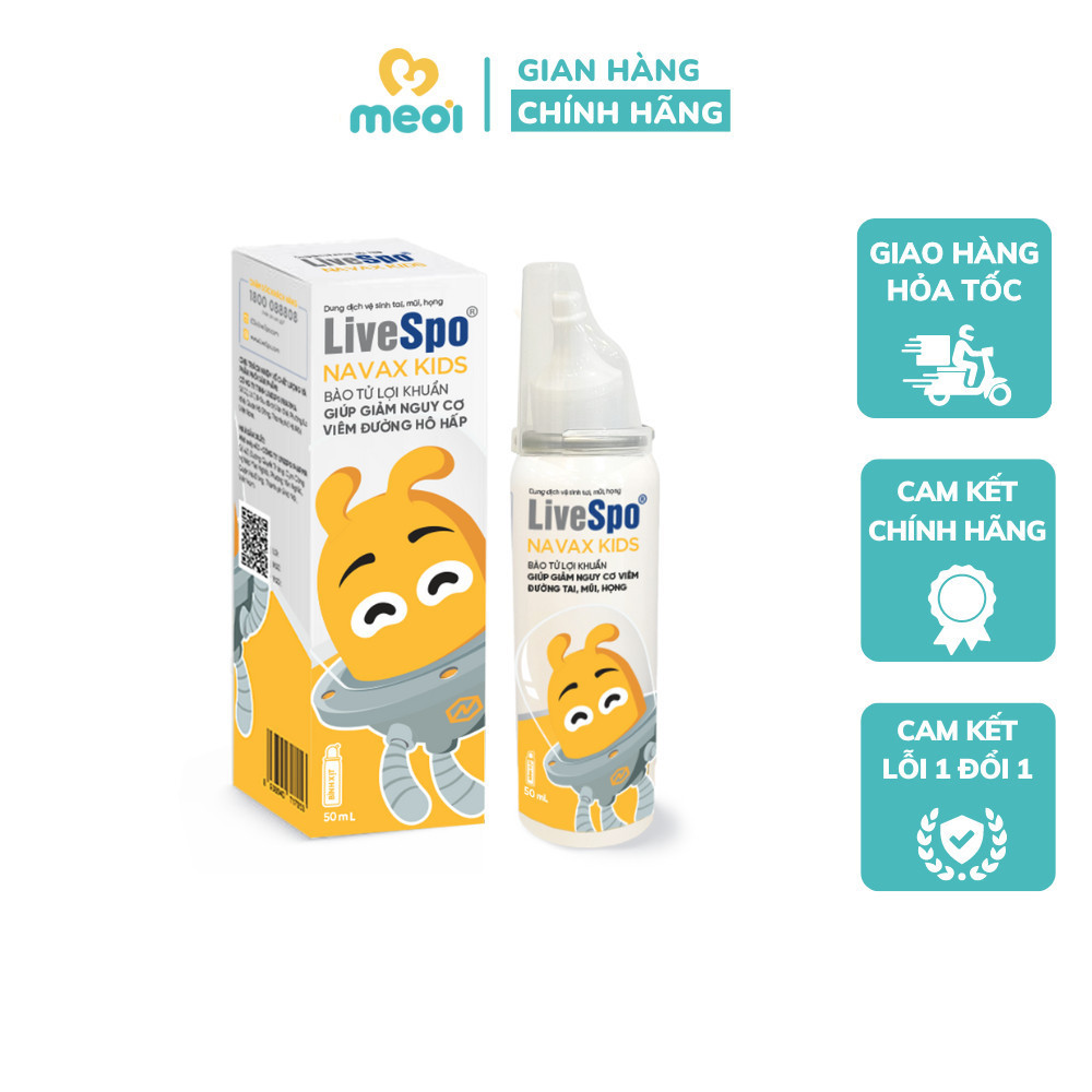 Xịt lợi khuẩn LiveSpo Navax Kids 50ML, vệ sinh mũi hàng ngày,giảm nguy cơ viêm đường hô hấp