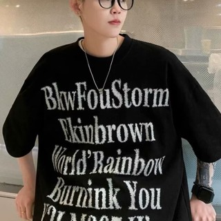 M-5xl Mỹ Retro Chữ In Áo Thun Nam Mùa Hè Quá Khổ Cặp Đôi Tay Ngắn Top Size Lớn