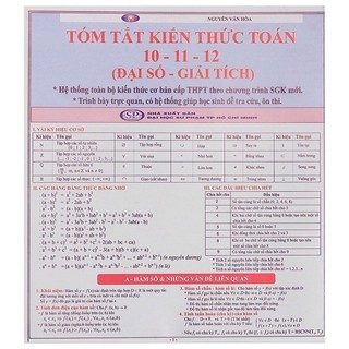 Sách - Tóm Tắt Kiến Thức Toán 10-11-12 - Đại Số - Giải Tích