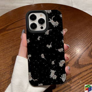 Ốp Lưng Mèo Con Bầu Trời Tối Cho iPhone 15 / 16 / 17Promax 14plus 13 / 12Pro / 11Promax 7 / 8plus Xsmax Da Bảo Vệ Cặp Đôi