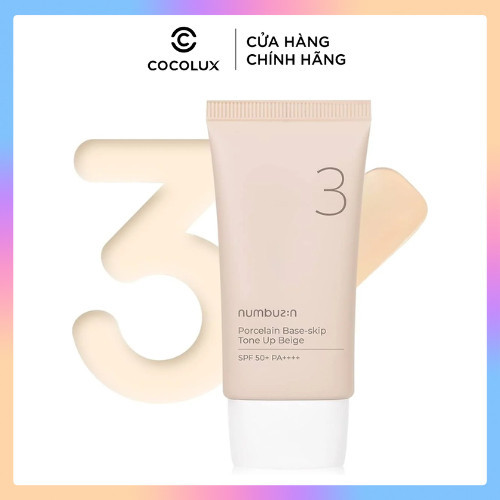 Kem Chống Nắng Nâng Tone Numbuzin No.3 Porcelain Base-skip Tone Up Beige SPF50+ 50ml