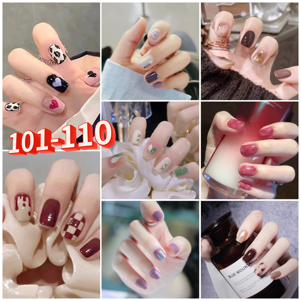 24 Chiếc Móng Tay Giả Thời Trang [Có Keo Miễn Phí] Miếng Dán Làm Móng Tay Giả Móng Tay Ngắn Móng Tay