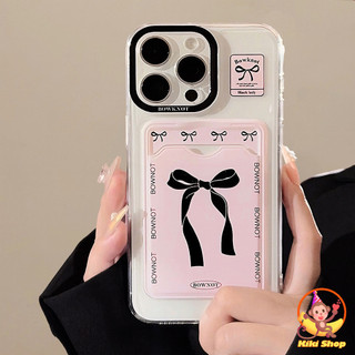 Ốp Điện Thoại Nơ Màu Đen Thời Trang Cho IPhone 11 15 14 Pro Max 12 13 Promax 15plus XS XR 7 8 Plus Bảo Vệ Ống Kính Ốp lưng TPU Mềm