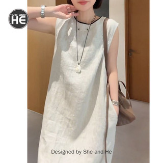 Kích Thước Lớn Mùa Hè Phong Cách Mới Sang Trọng Đầm Thanh Lịch Màu Trơn Rời Váy Thường Ngày Đơn Giản Phù Hợp Với Không Tay Váy Dài