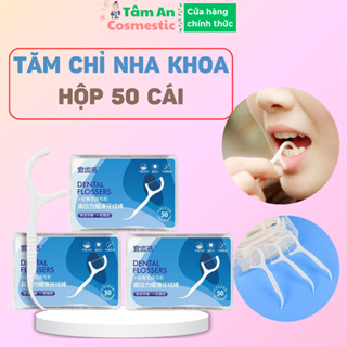 Combo 5 Hộp Tăm Chỉ Nha Khoa Tiệt Trùng Hộp 50 Chiếc, Hộp Tăm Chỉ, Tăm Nha Khoa Dental Flossers Hộp 50 Cái
