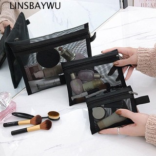 TWINKLE Mesh Cosmetic Bag Portable Transparent Wash Pouch Zipper Bag Square Bag Large Capacity Storage Toiletry Bag