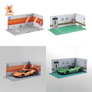 Simhoa 1 / 24 Bãi đậu xe Cảnh trưng bày Bộ sưu tập Mô hình trang trí Nhà để xe ô tô