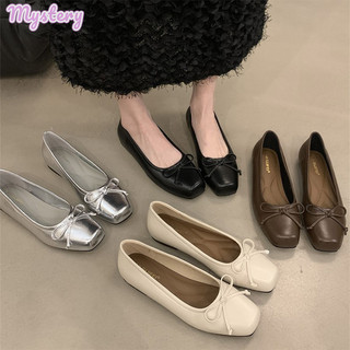 Giày nơ bạc thời trang nữ Mary Jane đế bệt nhẹ nhàng và thoải mái