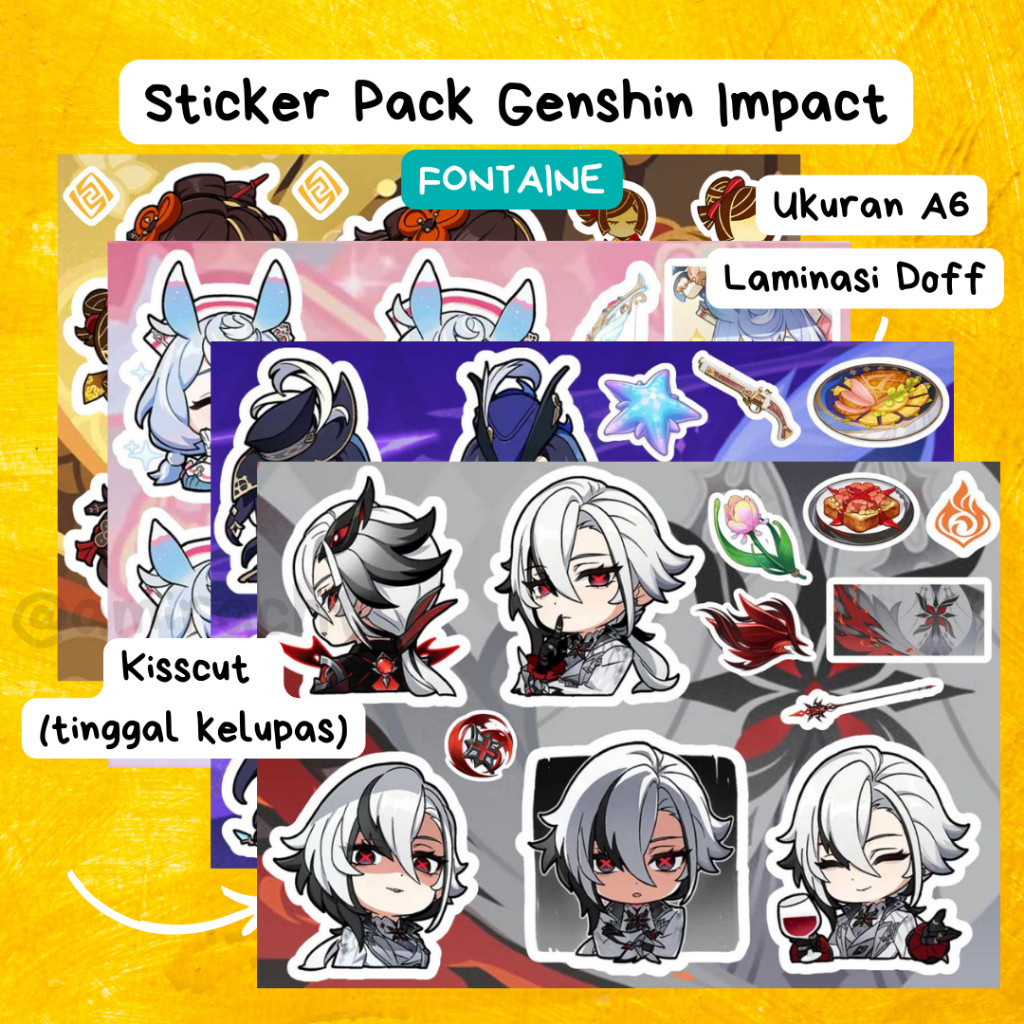MINI STICKER PACK 🔔 Genshin Impact FONTAINE : Arlecchino | Chiori | Clorinde | Chevreuse | Navia |  