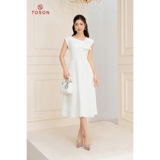 Đầm trắng xòe, vai xếp ly 49039W94 - TOSON