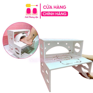 Kệ Để Chân Làm Nail Bằng Gỗ Màu Trắng Chịu Lực 65kg Không Thấm Nước, Tháo Lắp Đơn Giản Kèm Vít, Fomex Chống Mối Mọt