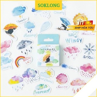 Hộp sticker thời tiết 46 hình siêu dễ thương trang trí STI48