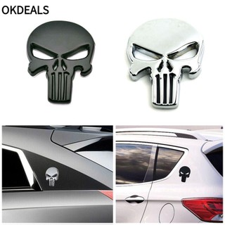 Nhãn dán bằng kim loại họa tiết Punisher 3D trang trí cho xe moto