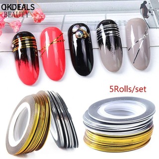 Bộ 5 cuộn băng keo dán trang trí móng tay lấp lánh 0.5mm