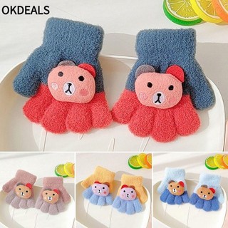 Găng Tay Giữ Ấm Dày Dặn Họa Tiết Gấu Hoạt Hình Cho Bé 0-3 Tuổi