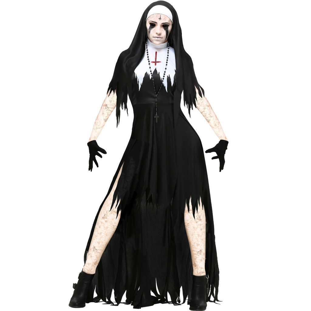 S-XXXL Halloween Zombie Nun Trang Phục cosplay Zombie Ma Cà Rồng Demon Trang Phục