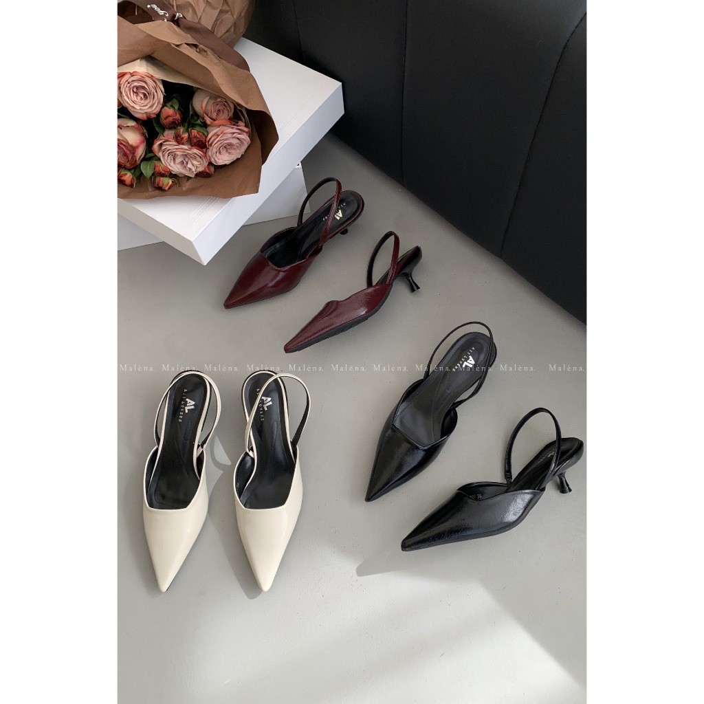 Slingback MALENA mũi nhọn cao 3cm tối giản H88