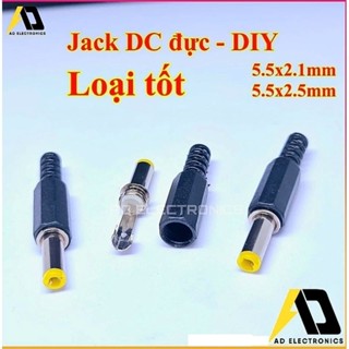 Jack nguồn DC Đực 5.5x2.1mm 5.5x2.5mm đầu vàng loại tốt jack DC đực cổng DC đực chế dây nguồn DIY from dientuad