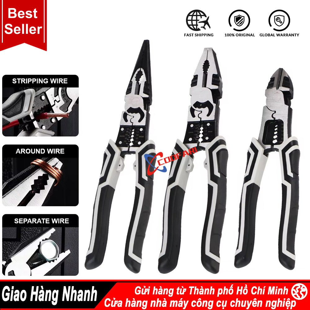 Kìm cắt sắt CRV Fute siêu khỏe cắt đứt mọi loại thép,ổ khóa dây xích cáp điện, kềm điện đa năng bấm cos loại tốt