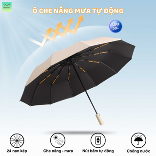 Dù Che Nắng Ô Che Mưa Cao Cấp 24 Nan Chống Thấm Nước Đóng Mở Tự Động Chống Uv