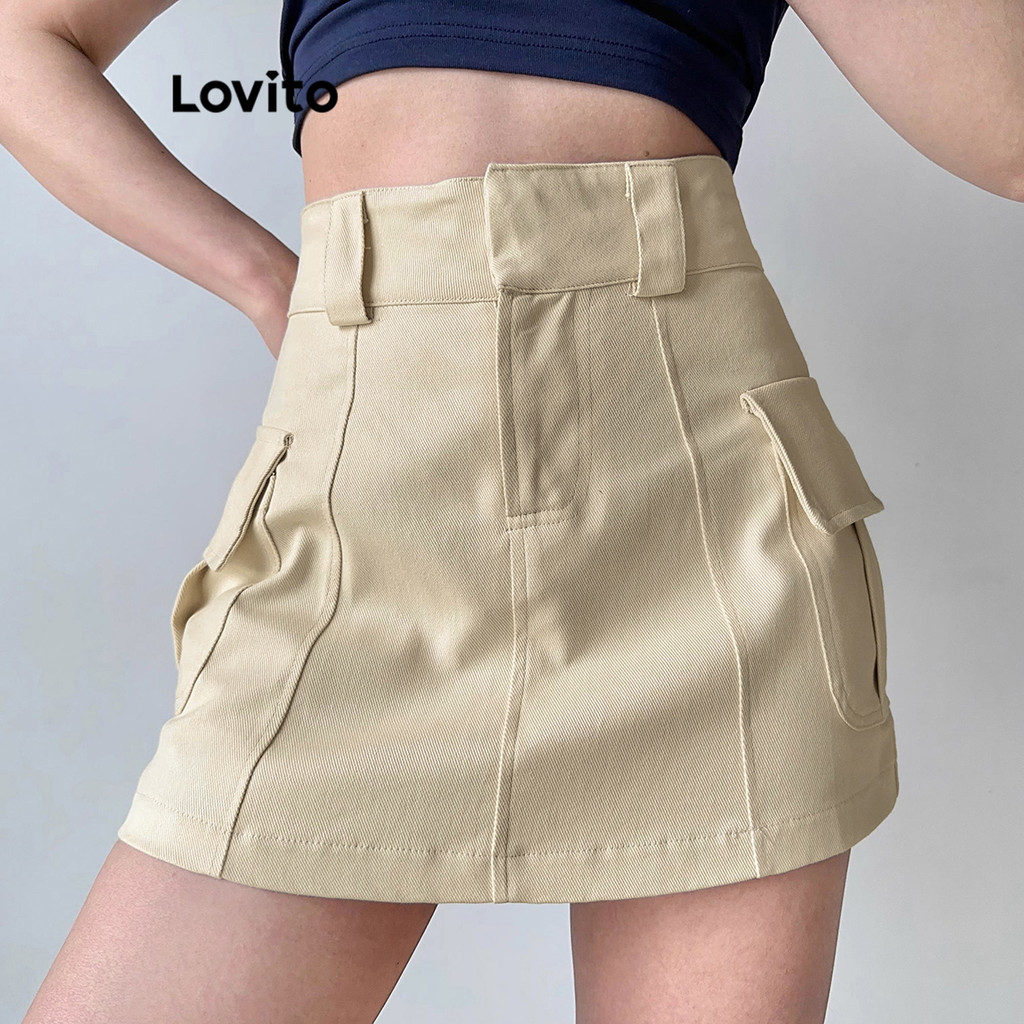 Lovito Váy có túi trơn thông thường cho nữ L92MD960