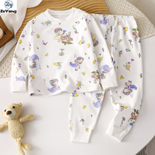   Zy  60-130 Hàng có sẵn 7A Cotton thoải mái kháng khuẩn Bộ áo thun dài tay Cotton nguyên chất dành cho trẻ em Bộ đồ lót thông thường Bộ đồ ngủ mùa thu đông cho bé Quần áo mùa thu Quần dài All @ 