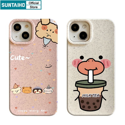 Suntaiho Ốp Lưng iPhone Đẹp Ngộ nghĩnh Dễ Thương Vỏ Trà Sữa Họa Tiết Vịt Ốp Điện Thoại Silicon Mềm Cao Cấp Chống Sốc Cho Iphone 16 15 14 13 12 11 Pro Max IP 7 8 Plus Iphon X Xs XR Xs Max Ốp Lưng
