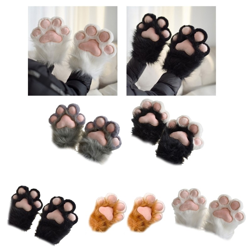 WIT Cosplay Động Vật Paws Sang Trọng Găng Tay Mèo Đáng Yêu Paws Găng Tay Halloween Đảng Handwear