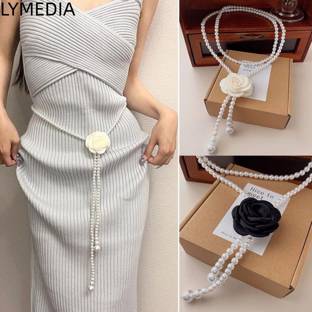 Thắt lưng LYMEDIA, Đầm thanh lịch Thắt lưng đàn hồi trang trí, Phụ kiện Dây thắt lưng hoa trà Nữ